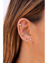 4 Prong Setting Round CZ Dangling Chain Stud Earrings