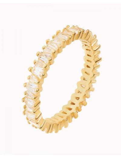 Trapezförmiger Baguette-Zirkonia-Bandring – erhältlich in 3 Farben: Weiß, Schwarz und Lila