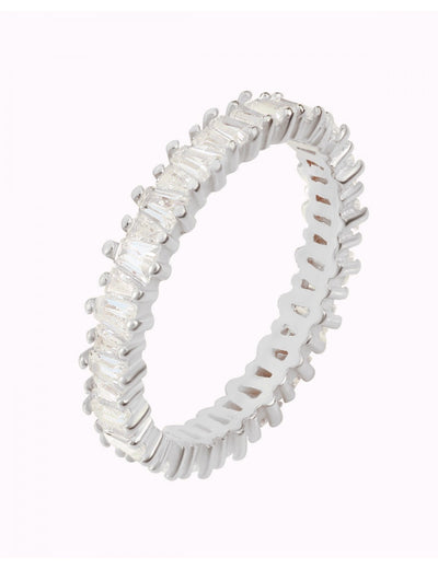 Trapezförmiger Baguette-Zirkonia-Bandring – erhältlich in 3 Farben: Weiß, Schwarz und Lila