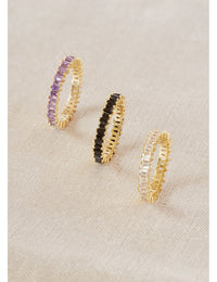 Tapered Baguette CZ Eternity Band Ring - Available in White, Black and Purple