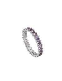 Tapered Baguette CZ Eternity Band Ring - Available in White, Black and Purple
