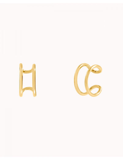 Dünne Conch-Ohrmanschette mit Doppelband