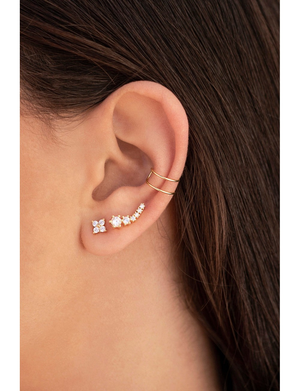 Ear cuff conch fino de doble banda