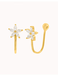 Marquise CZ Flower Shaped Ear Cuff Earrings