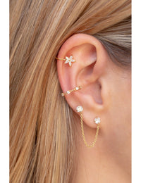 Marquise CZ Flower Shaped Ear Cuff Earrings