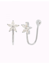 Marquise CZ Flower Shaped Ear Cuff Earrings