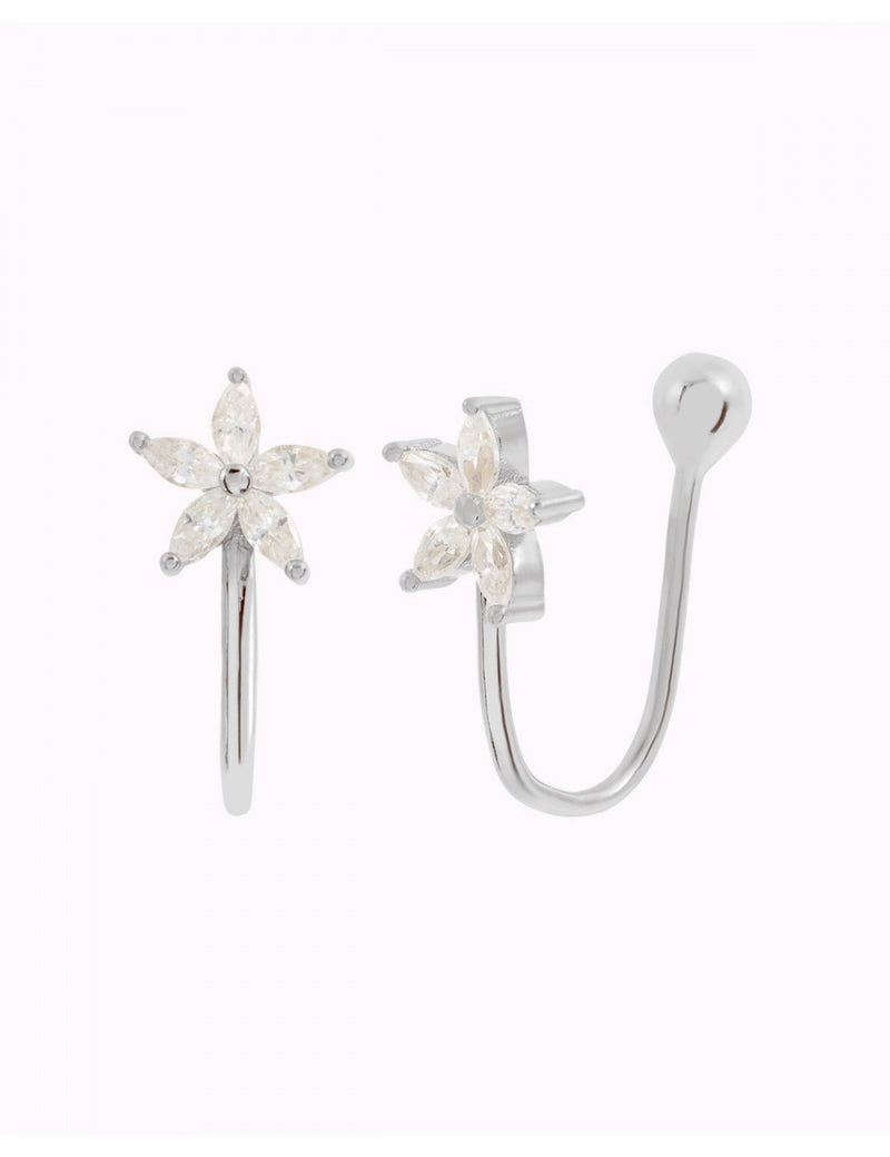 Marquise CZ Flower Shaped Ear Cuff Earrings