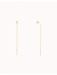 6 Prong CZ Threader Chain Earrings