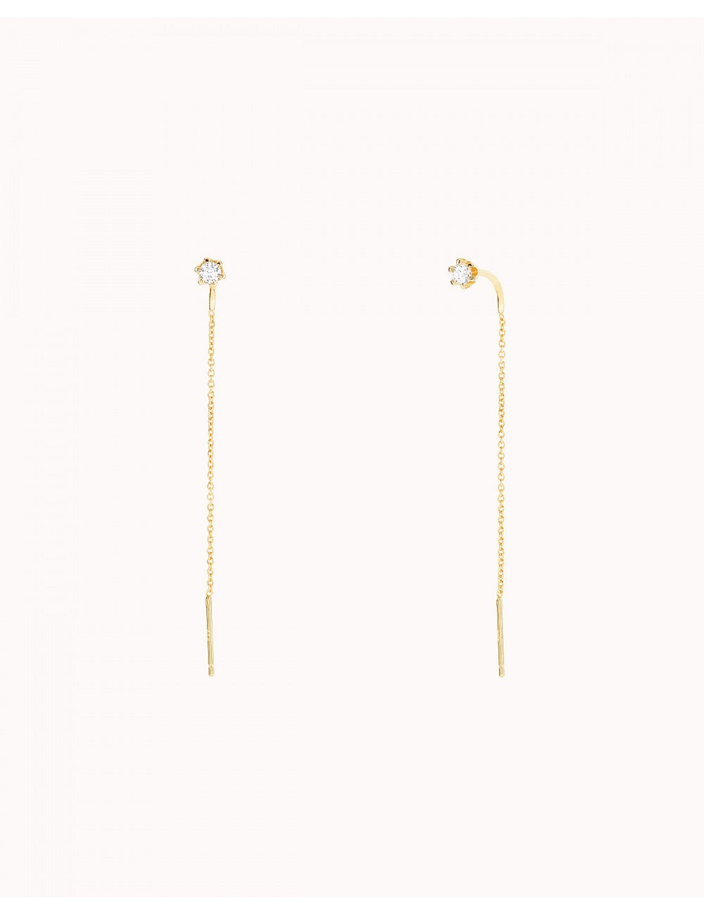 6 Prong CZ Threader Chain Earrings