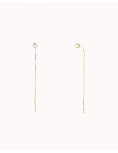 Threader-Ohrringe mit 6-Krallen-Zirkonia