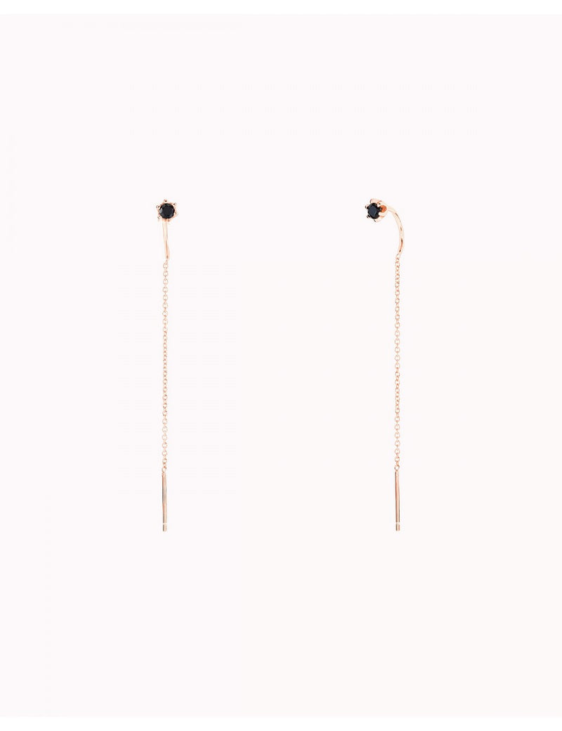 6 Prong CZ Threader Chain Earrings