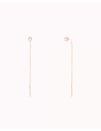 6 Prong CZ Threader Chain Earrings