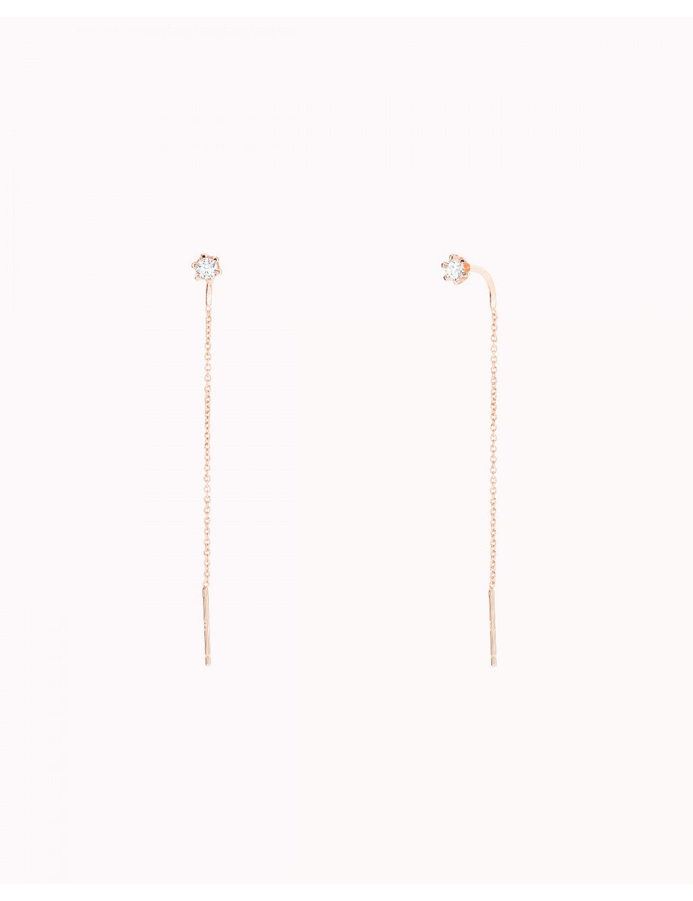 6 Prong CZ Threader Chain Earrings