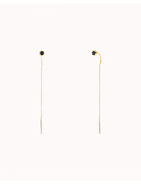 6 Prong CZ Threader Chain Earrings
