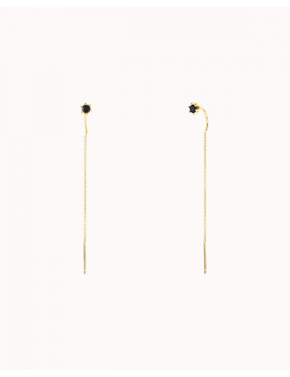 6 Prong CZ Threader Chain Earrings