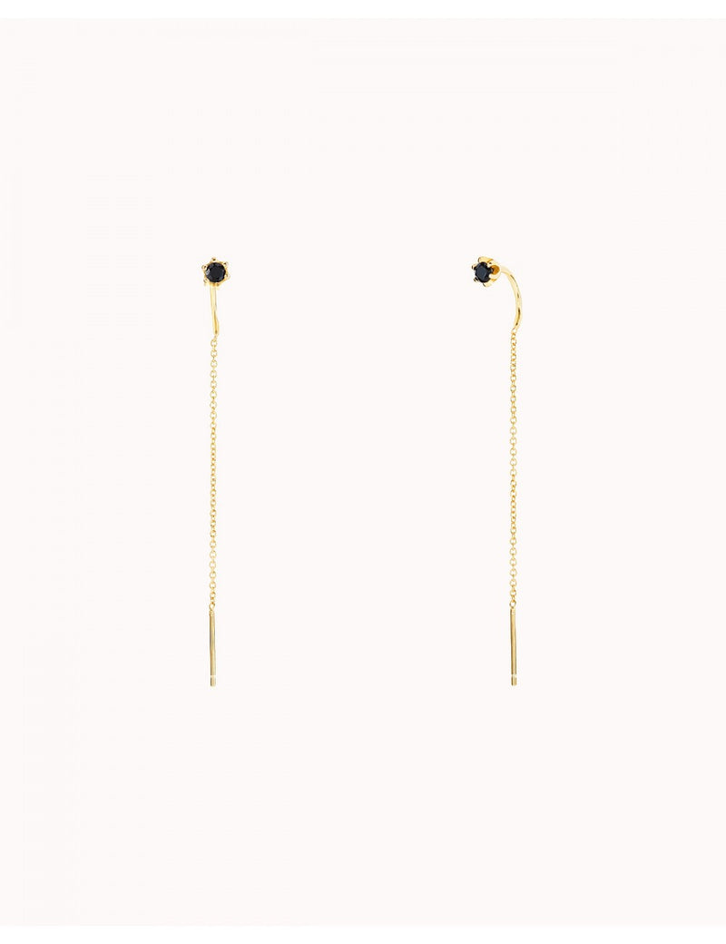 6 Prong CZ Threader Chain Earrings