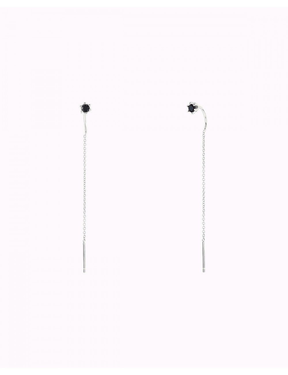 6 Prong CZ Threader Chain Earrings
