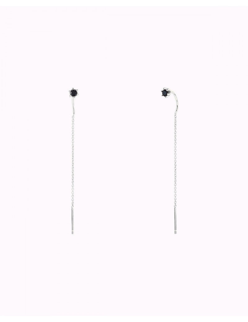 6 Prong CZ Threader Chain Earrings