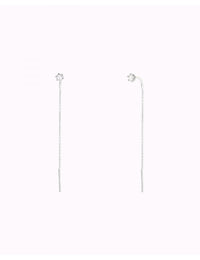 6 Prong CZ Threader Chain Earrings