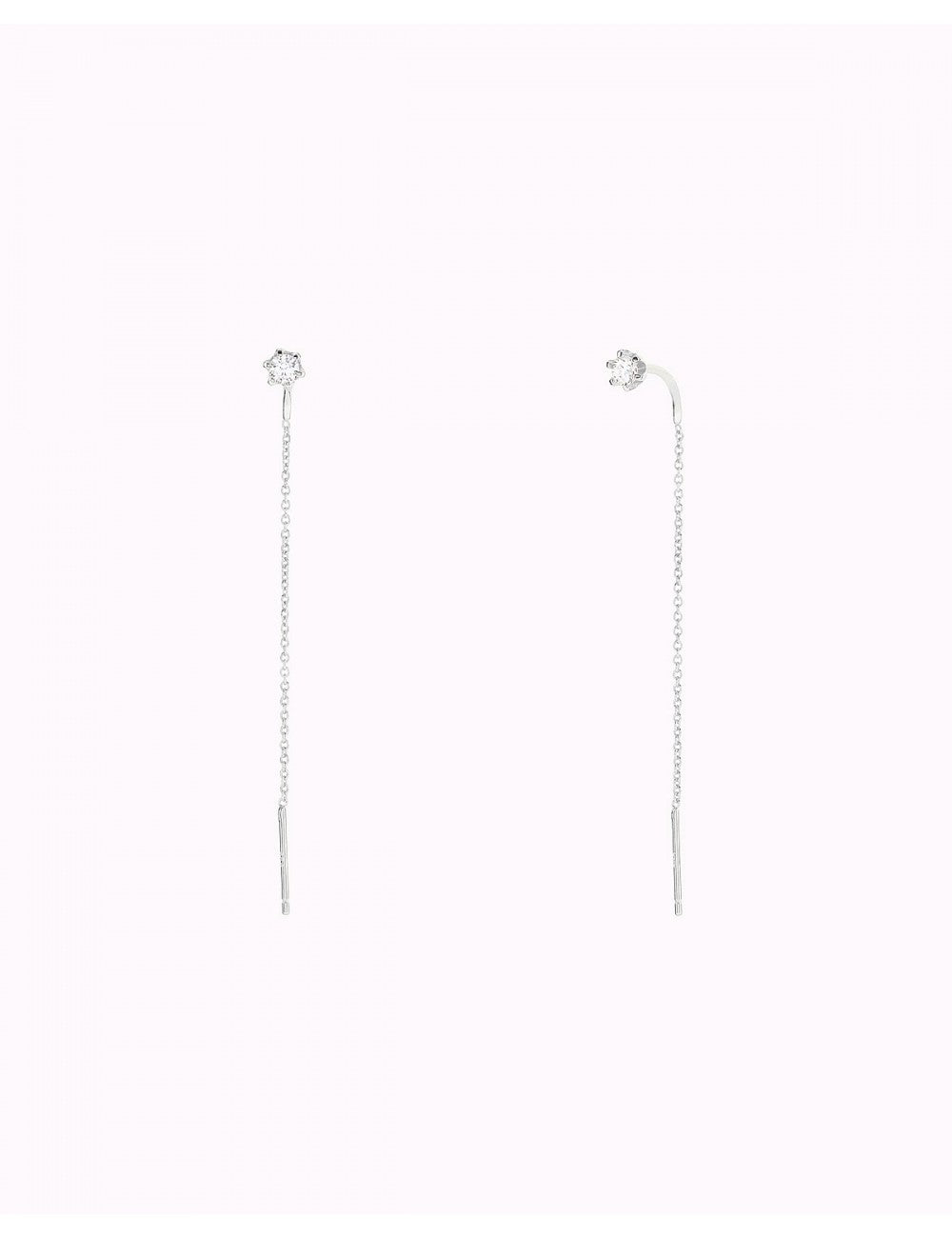 6 Prong CZ Threader Chain Earrings