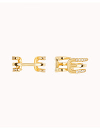 Boucles d'oreilles manchettes d'oreilles conques à trois bandes avec zircons sertis pavé