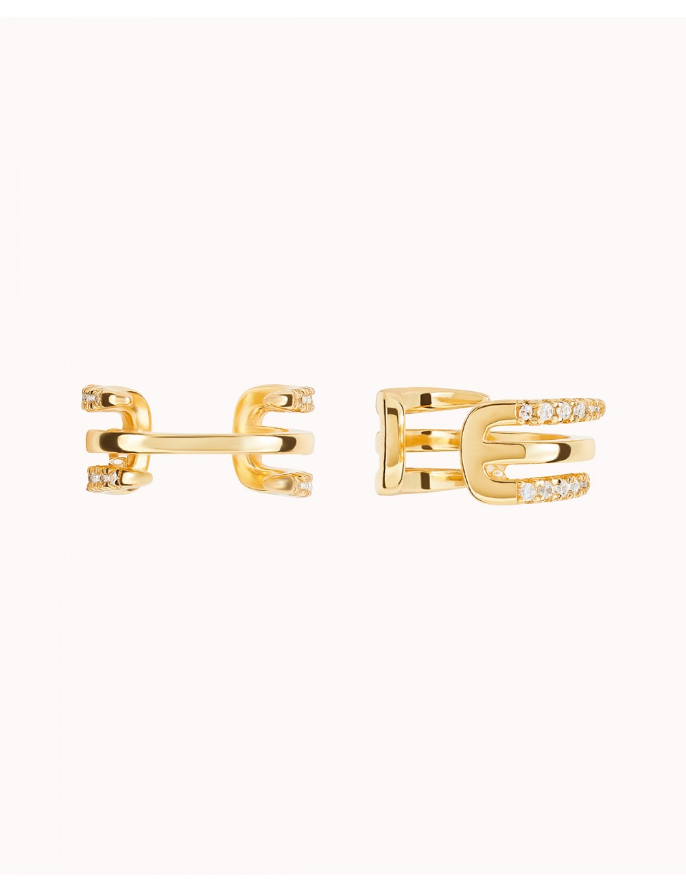 Boucles d'oreilles manchettes d'oreilles conques à trois bandes avec zircons sertis pavé