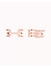 Boucles d'oreilles manchettes d'oreilles conques à trois bandes avec zircons sertis pavé