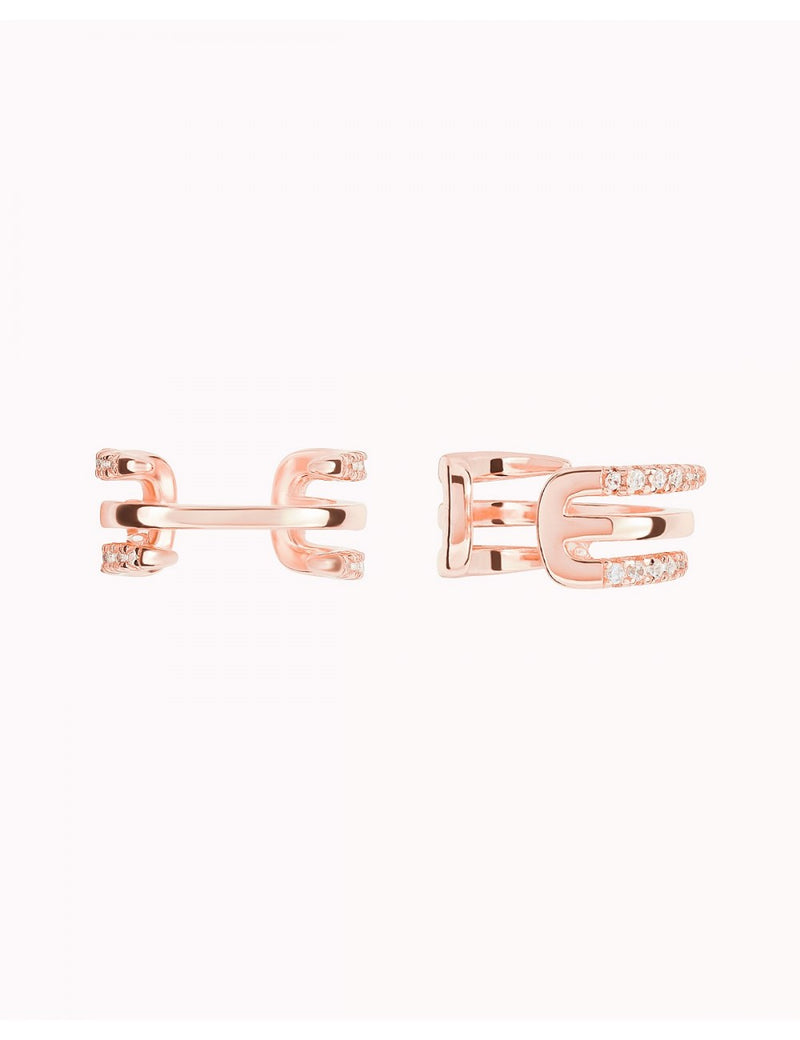 Boucles d'oreilles manchettes d'oreilles conques à trois bandes avec zircons sertis pavé