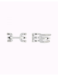 Boucles d'oreilles manchettes d'oreilles conques à trois bandes avec zircons sertis pavé