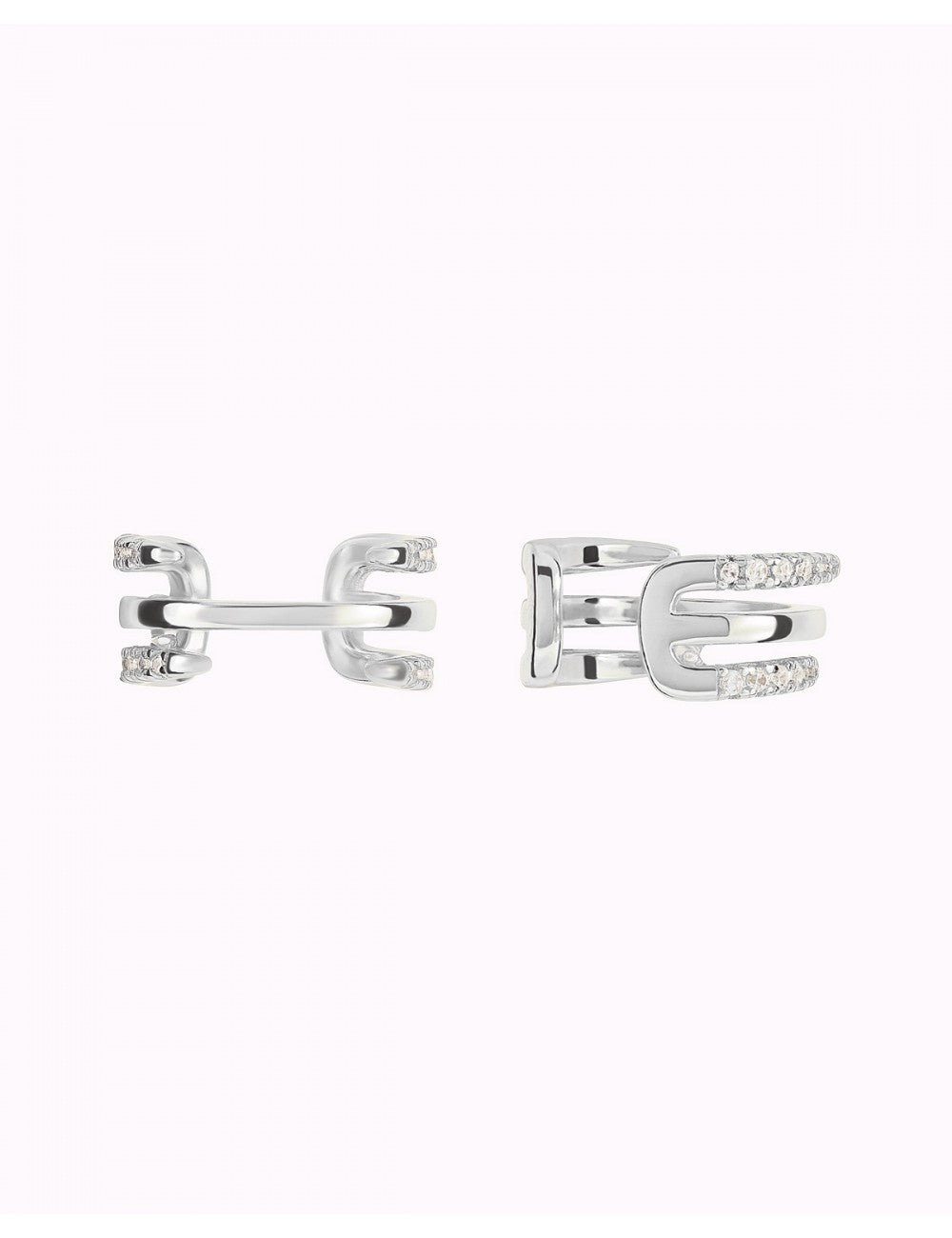 Boucles d'oreilles manchettes d'oreilles conques à trois bandes avec zircons sertis pavé
