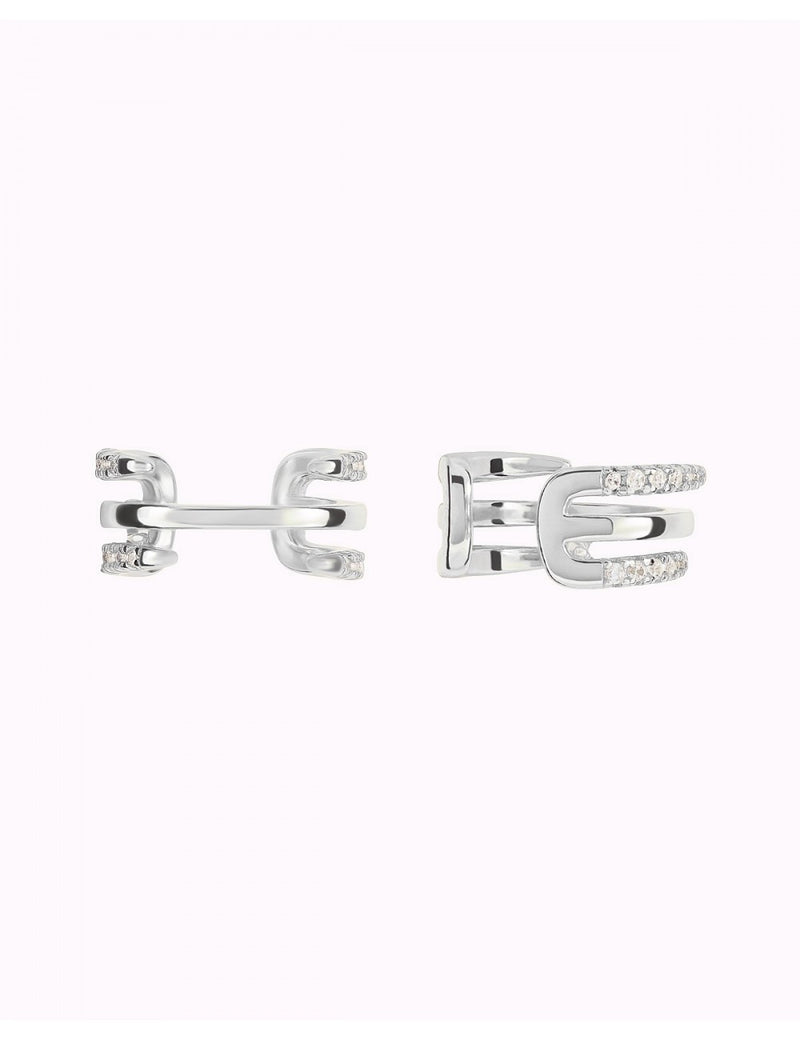 Boucles d'oreilles manchettes d'oreilles conques à trois bandes avec zircons sertis pavé