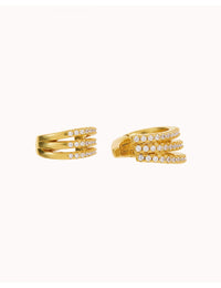 Pendientes conch ear cuff triple con circonitas en pavé y sistema de bisagra