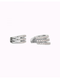 Pendientes conch ear cuff triple con circonitas en pavé y sistema de bisagra