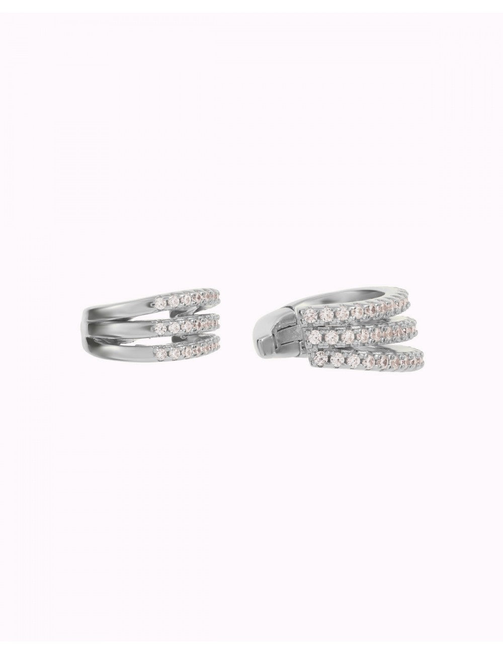 Pendientes conch ear cuff triple con circonitas en pavé y sistema de bisagra