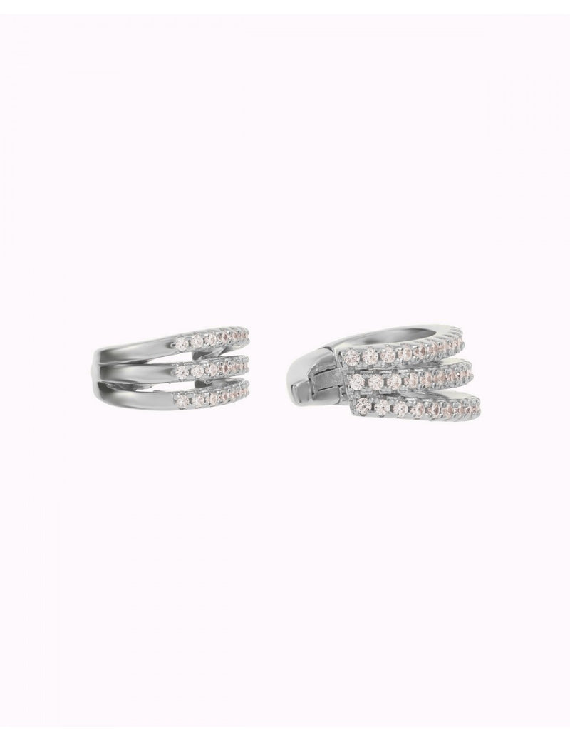 Pendientes conch ear cuff triple con circonitas en pavé y sistema de bisagra
