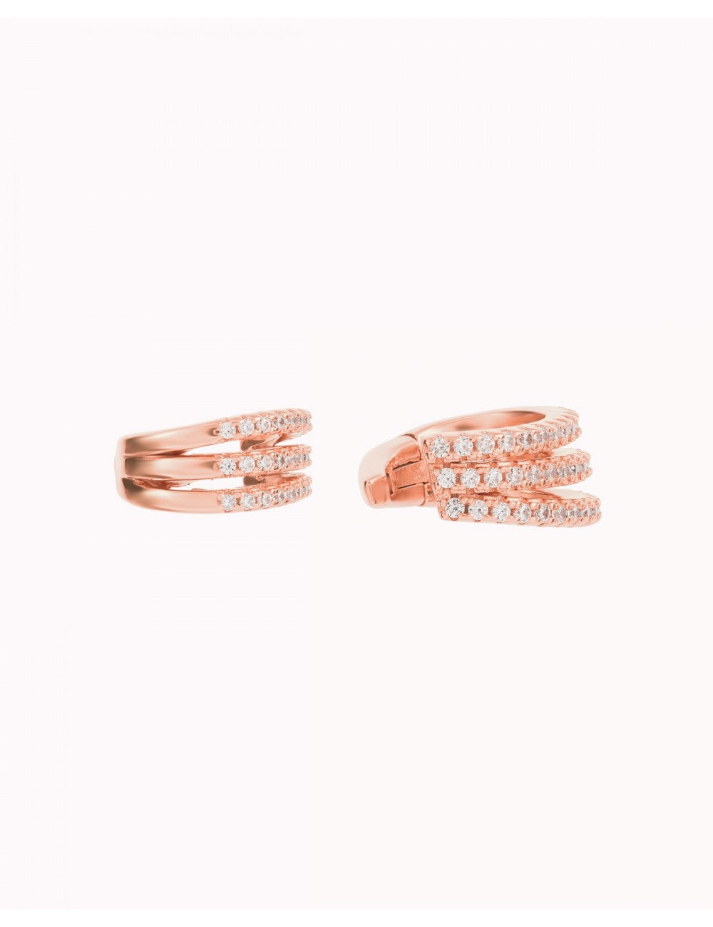 Pendientes conch ear cuff triple con circonitas en pavé y sistema de bisagra