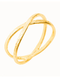 X Shaped Criss Cross Hammered Ring