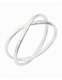 X Shaped Criss Cross Hammered Ring