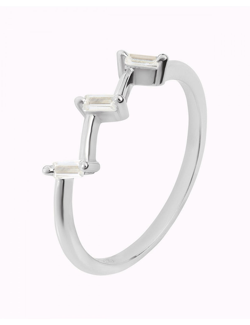 Zickzack-Ring mit Zirkonia im Baguetteschliff – Erhältlich in Schwarz und Weiß