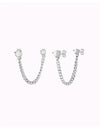 Boucles d'oreilles piercing double zircone avec chaîne gourmette