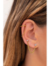 Boucles d'oreilles piercing double zircone avec chaîne gourmette