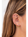 Boucles d'oreilles piercing double zircone avec chaîne gourmette