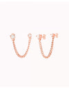 Boucles d'oreilles piercing double zircone avec chaîne gourmette