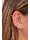 Boucles d'oreilles piercing double zircone avec chaîne gourmette