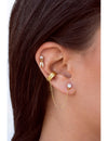 4 Prongs CZ Stud Earrings With Dangling Pave CZ Charms
