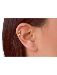 4 Prongs CZ Stud Earrings With Dangling Pave CZ Charms