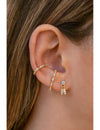 4 Prongs CZ Stud Earrings With Dangling Pave CZ Charms