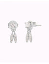 4 Prongs CZ Stud Earrings With Dangling Pave CZ Charms