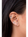 4 Prongs CZ Stud Earrings With Dangling Pave CZ Charms