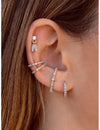 4 Prongs CZ Stud Earrings With Dangling Pave CZ Charms